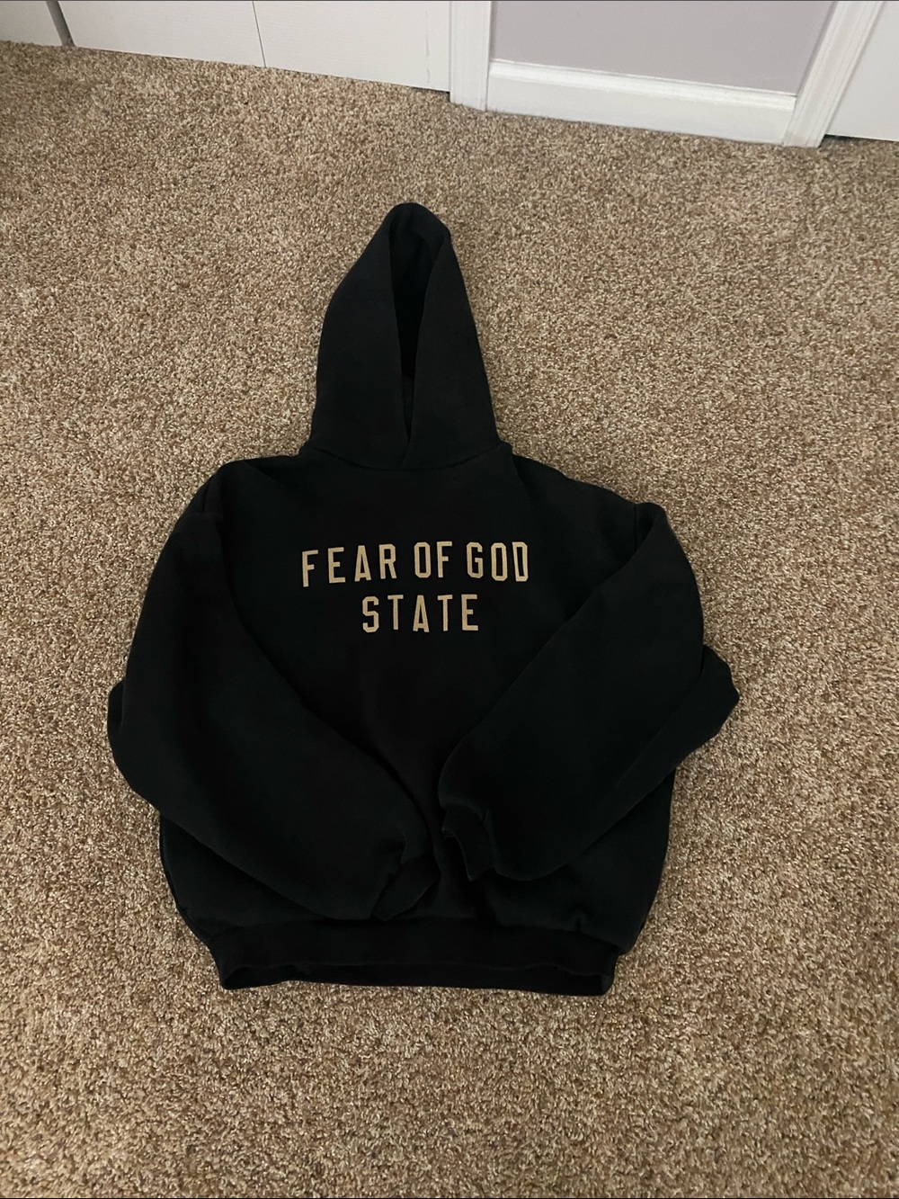 Fear of God Black Hoodie with Gold Lettering - Kids